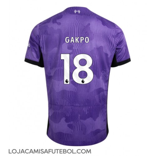 Camisa de Futebol Liverpool Cody Gakpo #18 Equipamento Alternativo 2023-24 Manga Curta